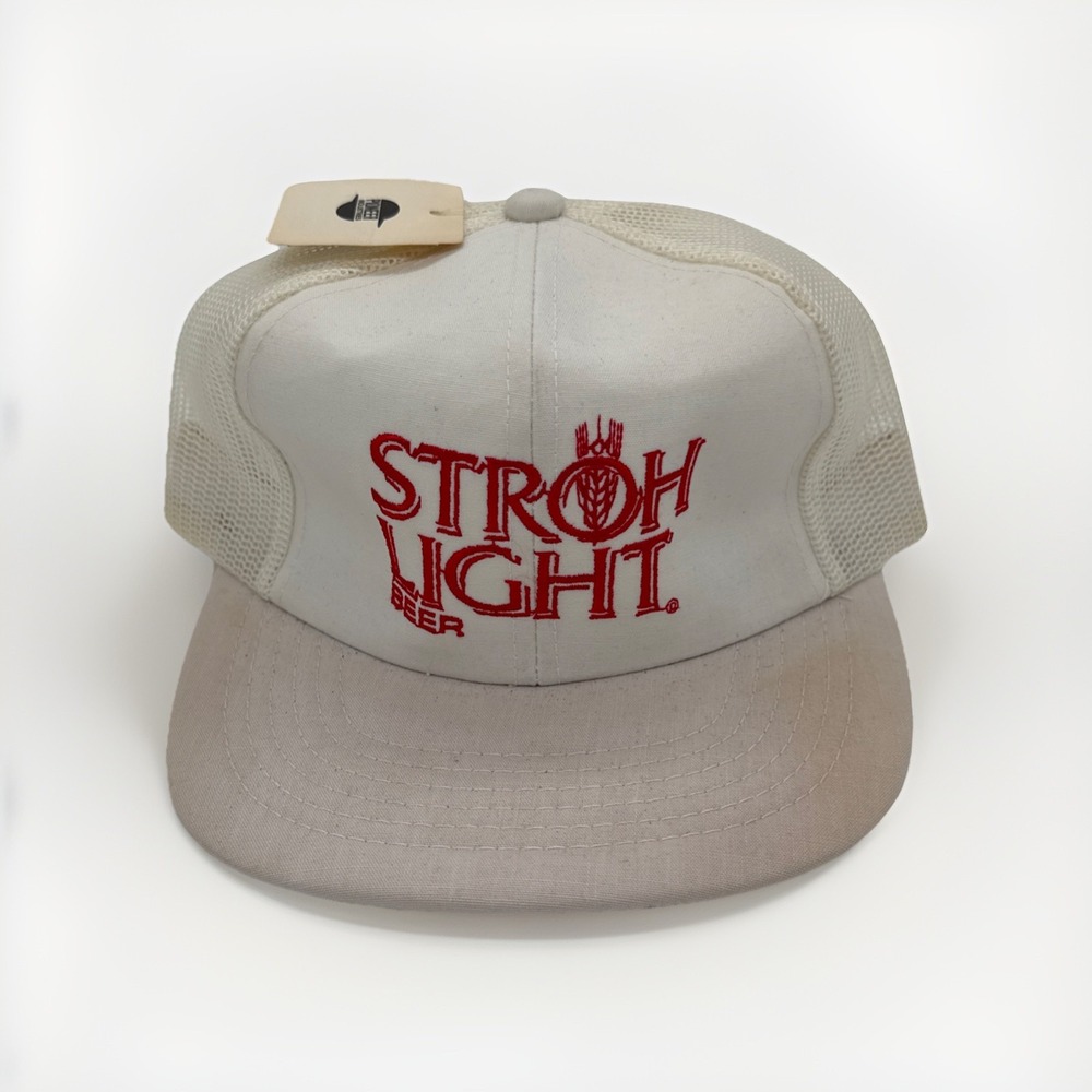 Vintage Stroh Light Beer SnapBack Trucker Hat Mens Adjustable Alcohol 80s Mesh‎